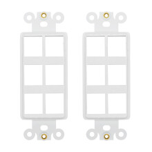 Insert Décorateur 6 Ports avec Écrou, Adaptateur de Plaque Murale, Blanc (Pack de 2)