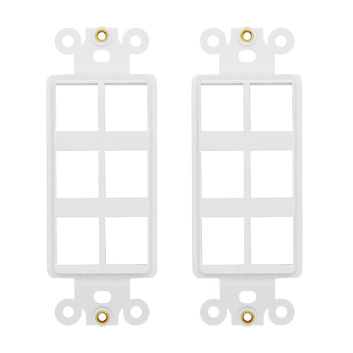 6-Port Väggplatta med mutter, Vit (6-port 2-pack)