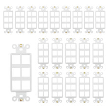 Adaptateur mural 6 ports avec écrou, plaque blanche (pack de 20)