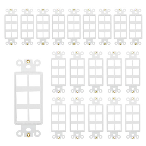 6-Poorten Decorator Insert met Moer, Wandplaat Adapter, Wit (20-Pack)