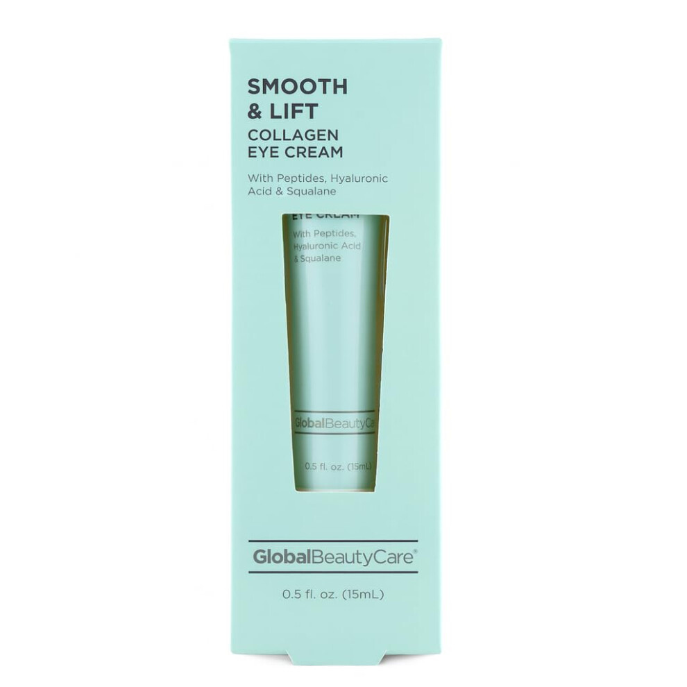 Global Beauty Care Smooth & Lift Collagen - Eye Cream Wiith Peptides, Hyaluronic Acid & Squalane, 1-Pack (0.5 Fl Oz 15Ml)