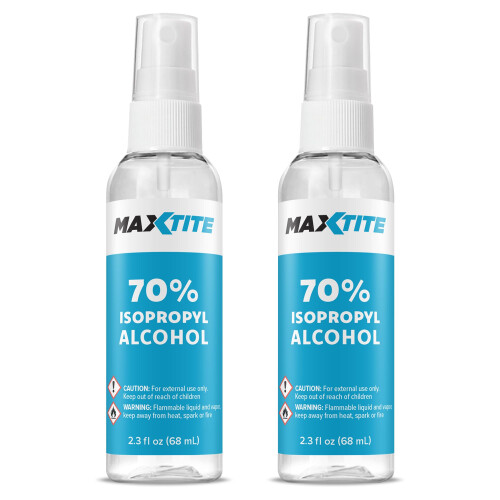 MaxTite 70% Isopropylalcohol - 2,3 fl oz Spray, 2 Pack - Made in de VS