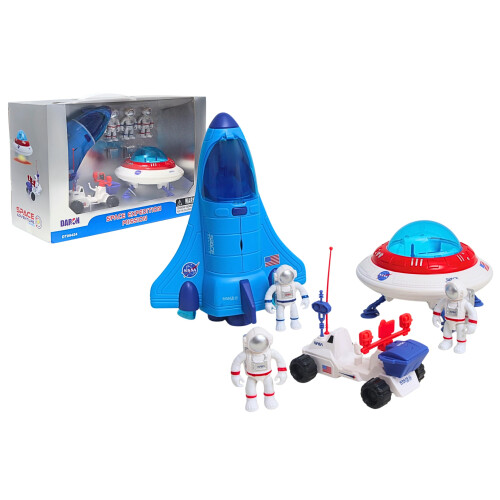 Space Adventure Space Shuttle Spielset - Lizenziertes Licht- und Sound Shuttle mit Hovercraft, Buggy & Astronauten