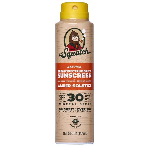 Dr Squatch Mans Solskyddsspray - Mineral Solskydd för Ansikte och Kropp, SPF 30