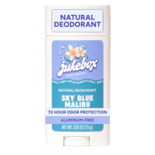 Jukebox Natural Womens Deodorant - Aluminum Free, 72 Hour Odor Protection - Made with Arrowroot, Charcoal & Postbiotics - Sky Blue Malibu, 2.65 oz