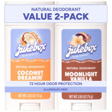 Jukebox Natural Womens Deodorant - Aluminum Free, 72 Hour Odor Protection - Made with Arrowroot, Charcoal & Postbiotics - Coconut Dreamin' + Moonlight