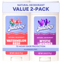 Jukebox Natural Womens Deodorant - Aluminum Free, 72 Hour Odor Protection - Made with Arrowroot, Charcoal & Postbiotics - Watermelon Rush + Mystic Lav