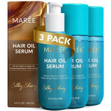 MAREE Aceite para el Cabello con Aceite de Argán, Queratina y Biotina 3 PACK - Suero para Cabello Seco y Rizado