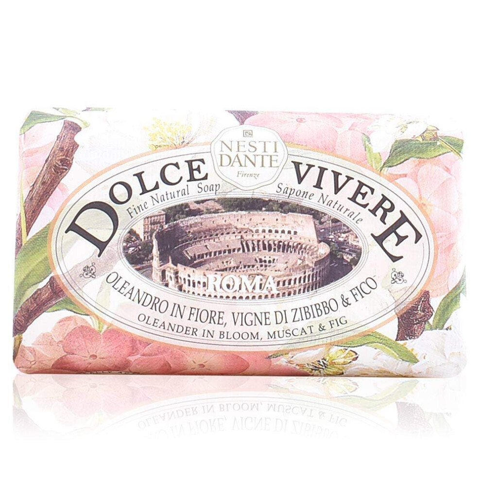 Nesti Dante Dolce Vivere Fine Natural Soap - Roma - Olenander In Bloom, Muscat And Fig, 8.8Oz, 8.8 Ounce