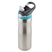 Contigo - 2076624 Edelstahl Wasserflasche | Vakuumisolierte Flasche | Autospout Ashland Chill, 600 ml, Edelstahl/Scuba