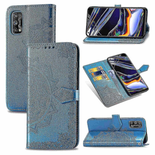 Compatible with Compatible with Realme 7 Pro Case Leather Wallet Cover Emboss Mandala Magnetic Flip