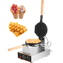 VEVOR Commercial Bubble Waffle Maker, 1400W Egg Bubble Puff Iron w/ 180 Rotatable 2 Pans & Wooden Handles, Stainless Steel Baker w/Non-Stick Teflon Co