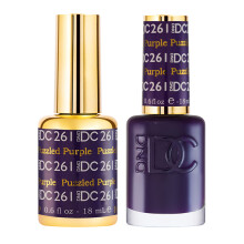 Set de esmalte en gel DND DC, colección púrpura, esmalte UV/LED y laca de uñas, dúo sin astillas, 261 Puzzled Purple, 0.5 Fl Oz