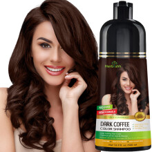Herbishh Haarverf Shampoo voor Grijs, Kleur in Minuten, Langdurig 500ml 3-In-1 Ammoniakvrij (Donker Koffie)