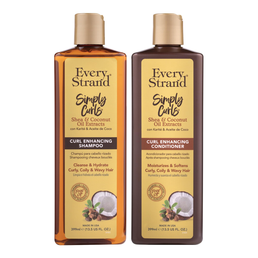 Every Strand Simply Curls Shampoo And Conditioner Set 13.5 Oz, Curl Enhancing Duo For Wavy, Curly, And Coily Hair, Sulfate Free, Paraben Free