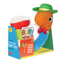 Colección YOTTOY Richard Scarry | Juguete de peluche flexible Lowly Worm con libro de cartón - Set 2 en 1