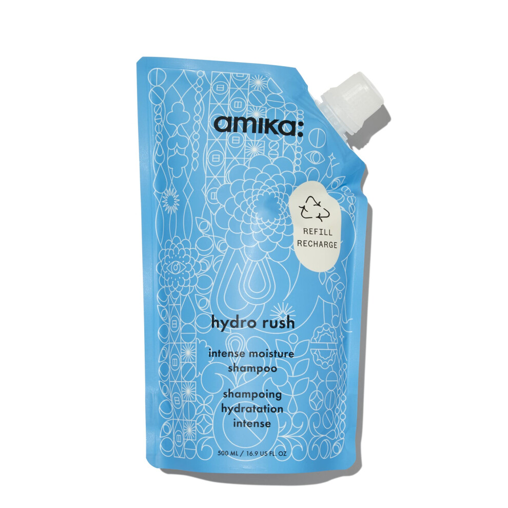 Amika Hydro Rush Intense Moisture Shampoo With Hyaluronic Acid, 500Ml