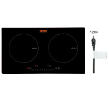 VEVOR Electric Cooktop, 2 Burners, 24'' Induction Stove Top, Built-in Magnetic Cooktop 1800W, 9 Heating Level Multifunctional Burner, LED Touch Screen