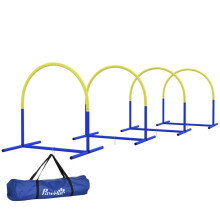 Kannettava koiran agility-harjoitussetti kantolaukulla, keltainen