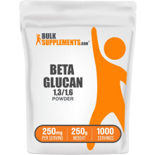 BulkSupplements.com Polvo de Beta Glucano - 1,3/1,6, Suplementos de Beta Glucano - Vegano y Sin Gluten, 250mg por Porción, 250g