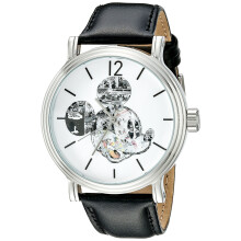 Disney Adult Vintage Analog Quartz Watch, Silver, Black