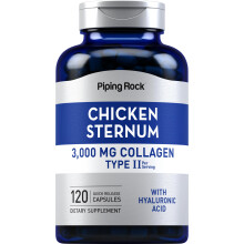Piping Rock Hühner-Sternum Typ II Kollagen Supplement | 3000mg | 120 Kapseln | mit Hyaluronsäure