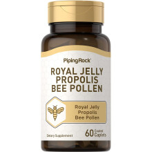 Piping Rock Jalea Real, Propóleo y Polen de Abeja | 60 Comprimidos | Suplemento Vegetariano, No-GMO, Sin Gluten