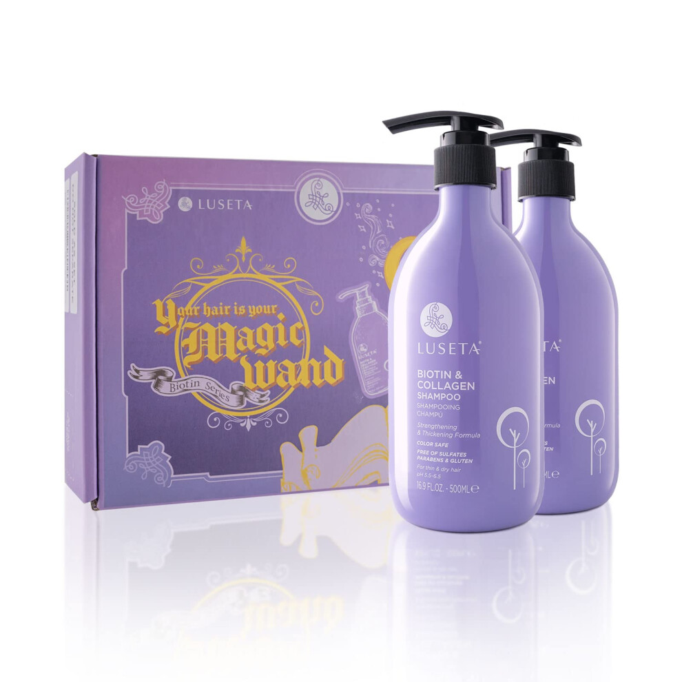 L Luseta Biotin & Collagen Shampoo Conditioner Set,Thicking Shampoo For Hair Loss & Fast Hair Growth, Sulfate & Paraben Free, Keratin & Color Safe, 216.9Oz