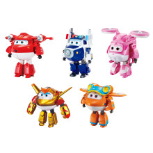 Super Wings 5" Transforming Leksak 5-Pack, Supercharged Jett, Paul, Dizzy, Golden Boy & Sunny