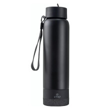 TYLT Smart Water Bottle with Bluetooth Speaker, Wireless Stainless Steel Insulated Travel Tumbler with Flip Straw, Rechargeable, Portable, Double Laye