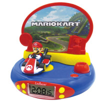 LEXiBOOK - Nintendo Mario Kart Projektor Klocka, Inbyggd Nattlampa, Tidsprojektion, Ljudeffekter, Batteridriven, RP500NI
