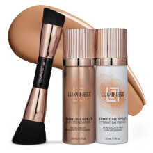 LUMINESS Silk Airbrush Spray Foundation 3-PC Kit - Foundation, Primer & Makeup Brush - Byggbar Täckning