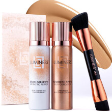 LUMINESS Silk Airbrush Spray Foundation 3-PC Kit - Grund, Primer & Dubbel-Sidig Makeup Borste