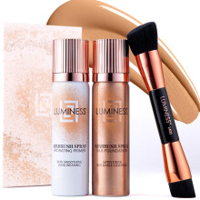 LUMINESS Silk Airbrush Spray Foundation 3-PC Kit - Foundation, Primer & Borste - Byggbar Täckning, Anti-Aging Formel