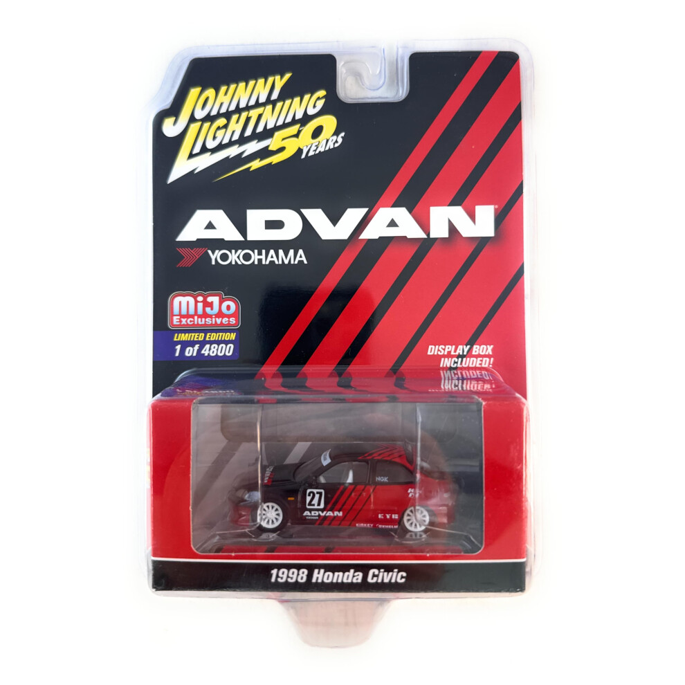 Photos - Toy Car Johnny Lightning 50 Years 1998 Honda Civic Advan 1:64 Scale Red Die-Cast Model Car Limited Edition 7180