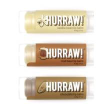 Hurraw! Baumes à Lèvres Vanille, Root Beer, Chocolat, Pack de 3 : Bio, Végétalien Certifié, Sans Cruauté