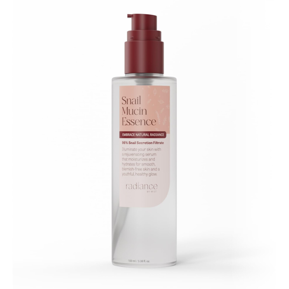 Radiance By Mist Radiance Snail Mucin Serum With Advanced Snail 96% Mucin Power Essence, Korean Skin Care With Hydrating Hyalauronic Acid Korean Serum, 3.38 Fl Oz, 100