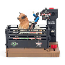 Big Country Toys PBR Bucking Bull & Rider Set - Interaktiv Leksak med Chute Gate, Timer, Ljud & Kommentator
