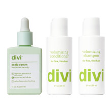 Kit Mini Divi Healthy Hair Goals, Suero para el cuero cabelludo 15ml + Champú Voluminizador 60ml + Acondicionador Voluminizador 60ml