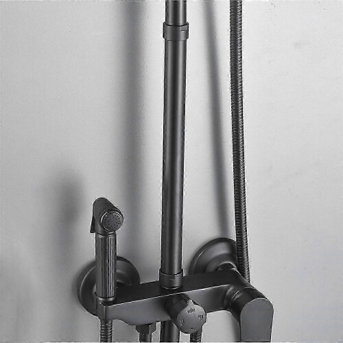 Black brass shower pipe 30cm for bath mixer extend 1