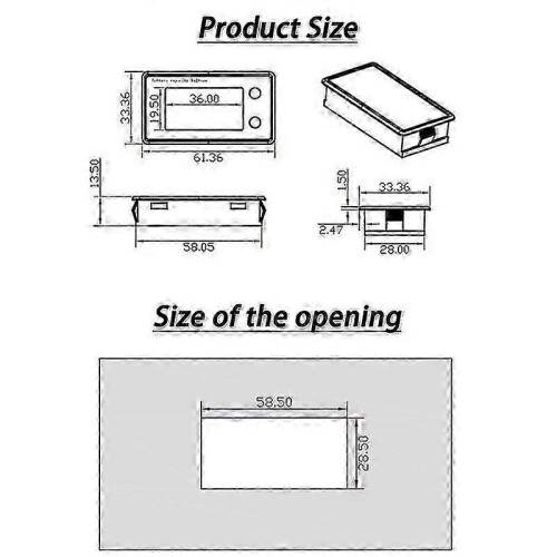 Battery capacity meter for lead acid lithium 8V-100V DC 1
