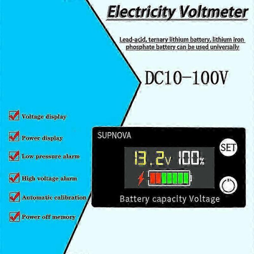 Battery capacity meter for lead acid lithium 8V-100V DC 2