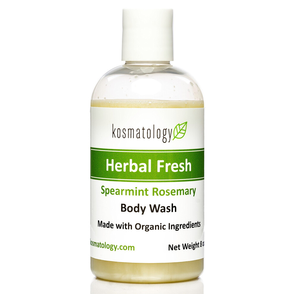 Kosmatology Herbal Fresh Organic Body Wash | Moisturizing Body Cleanse | Nourishing, Clean Ingredients, Infused With Spearmint And Rosemary Essential