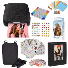 HP Sprocket Portable 2x3" Colour Instant Photo Printer (Black Noir) Starter Bundle