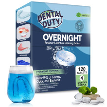 120 Eenheden Nacht Retainer & Dentuur Reinigingstabletten - Extra Sterk, Verwijdert Slechte Geur, Plaque, Vlekken
