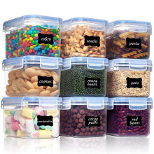 Set di Barattoli da 0,8 L, Contenitori per Cereali, Contenitori per La Conservazione, Ermetici, Contenitori per Alimenti Secchi, Set di 9 (Blu)