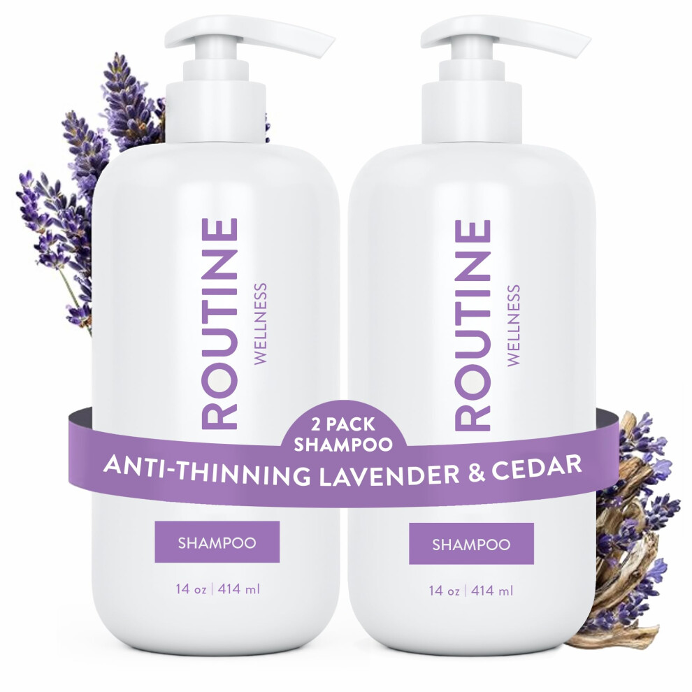 Routine Wellness Anti-Thinning Shampoo For Thinning Hair - Biotin Dht Blocker Women & Men - Color Safe Shampoo For Hair Loss & Healthy Hair - Lavender