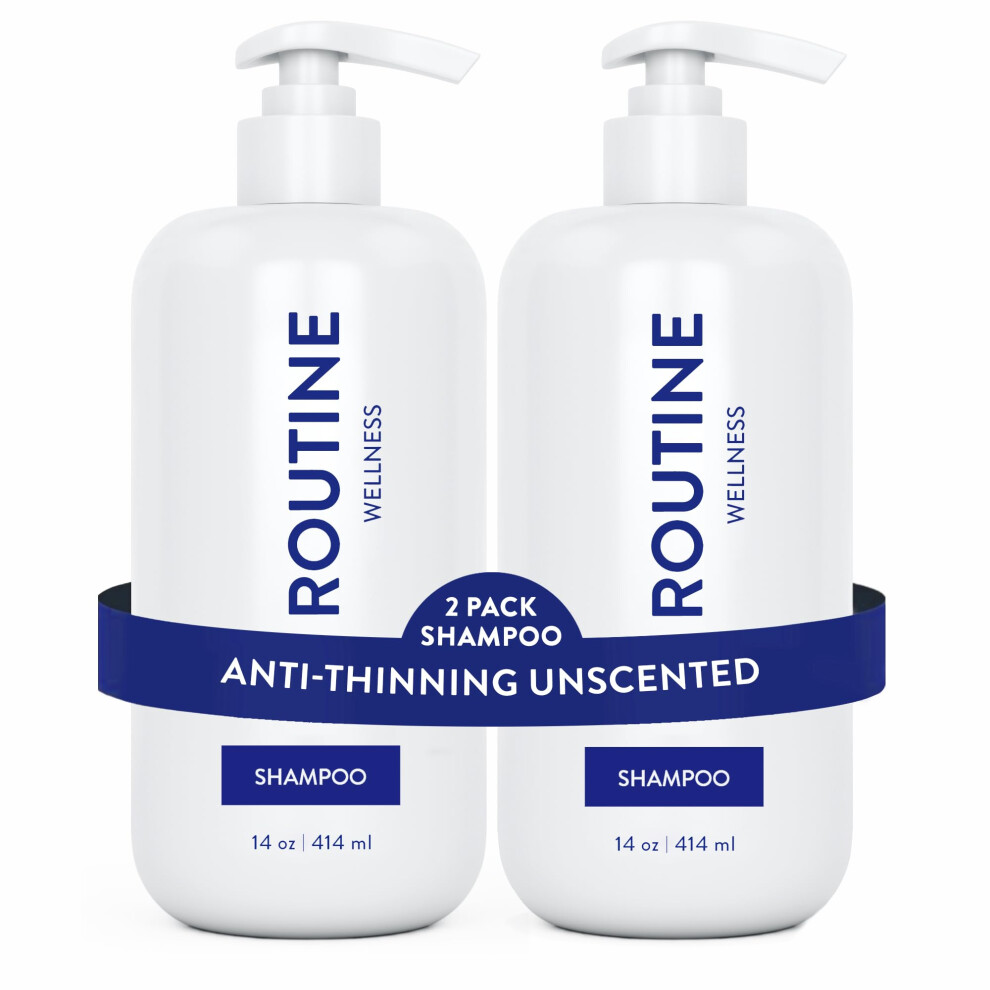 Routine Wellness Anti-Thinning Shampoo For Thinning Hair - Biotin Dht Blocker Women & Men - Color Safe Shampoo For Hair Loss & Healthy Hair - Unscente
