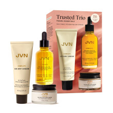 JVN Trusted Trio Resereprodukter för Hår, 3-pack, Inkluderar Air Dry Cream, Recovery Serum, och Pre-Wash Scalp Oil