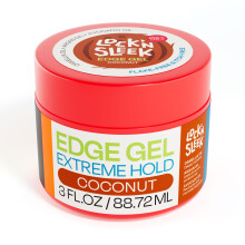 LOCK'N SLEEK Edge Gel, Extreme Hold Frizz Control, Flake Free, Smooth Edges, 3 oz (Kokosnöt)